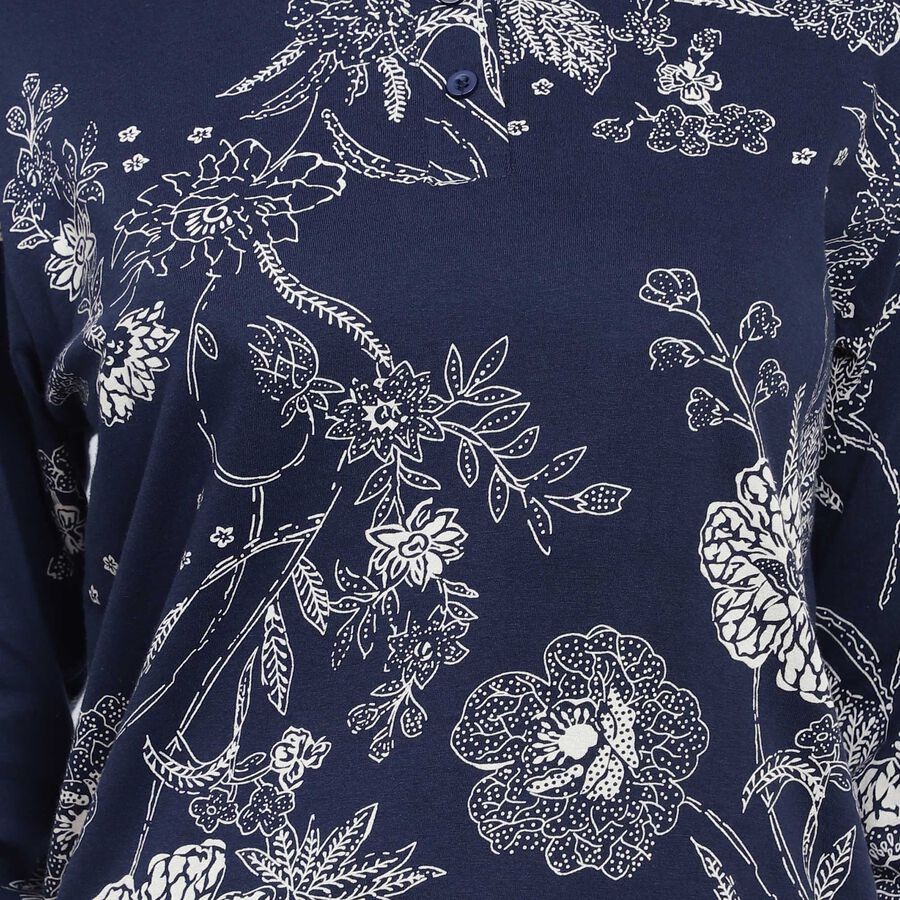 Cotton Regular Length Top, Navy Blue, large image number null