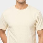 Men's Grey Round Neck Regular T-Shirt, Ecru Melange, small