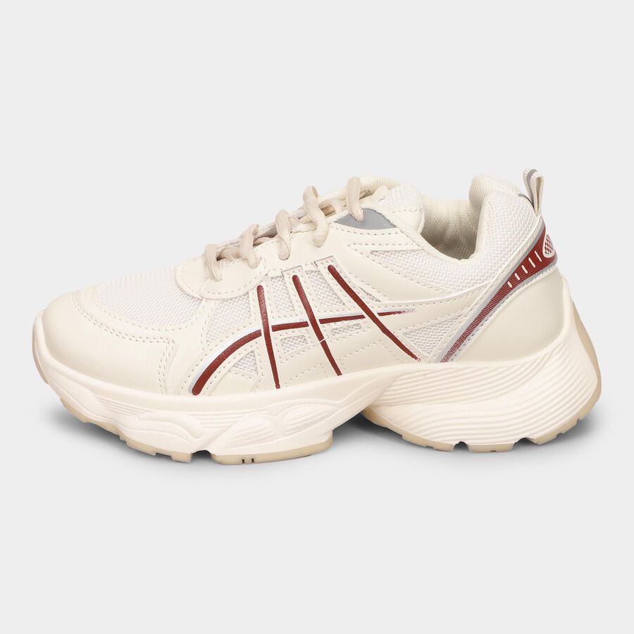 Ladies' Lace-Up Shoes, Beige, large image number null