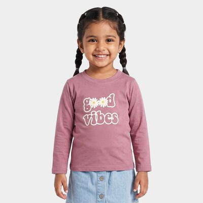 Girls Purple Round Neck Regular Top