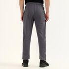 Men's Grey Slim Fit Cuffed Track Pants, गहरा ग्रे, small
