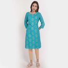 3/4th Sleeves Straight Kurta, Mid Blue, small image number null