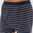Men's Dark Navy Relaxed Fit Striped Cotton Boxers, Navy Blue, small image number null
