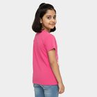 Girls' Bright Pink Cotton Round Neck Casual T-Shirt, रानी (फ्यूशिया), small image number null