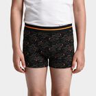 Boys Black Regular Fit Printed Trunks, काला, small