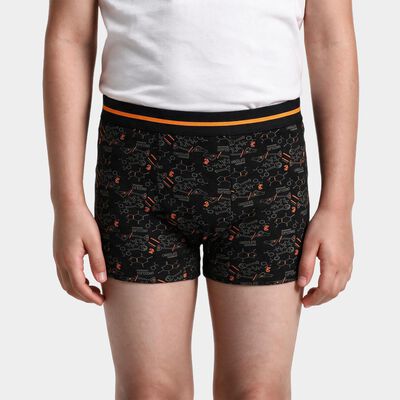 Boys Black Regular Fit Printed Trunks