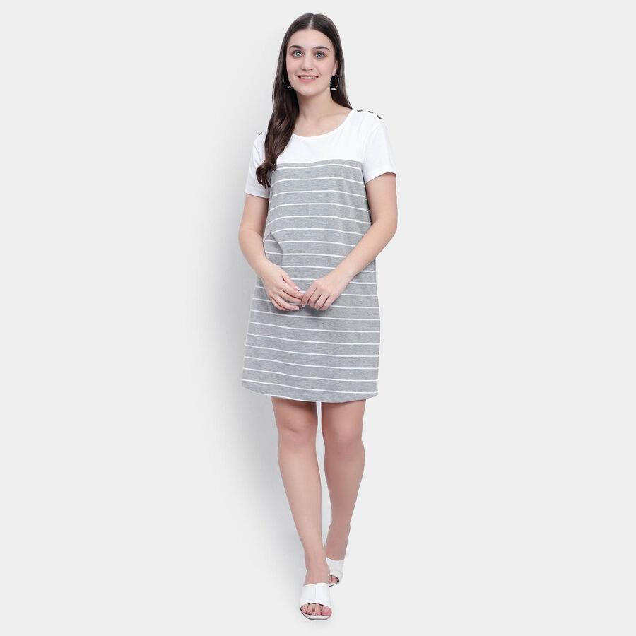 Stripes Dress, Melange Mid Grey, large image number null
