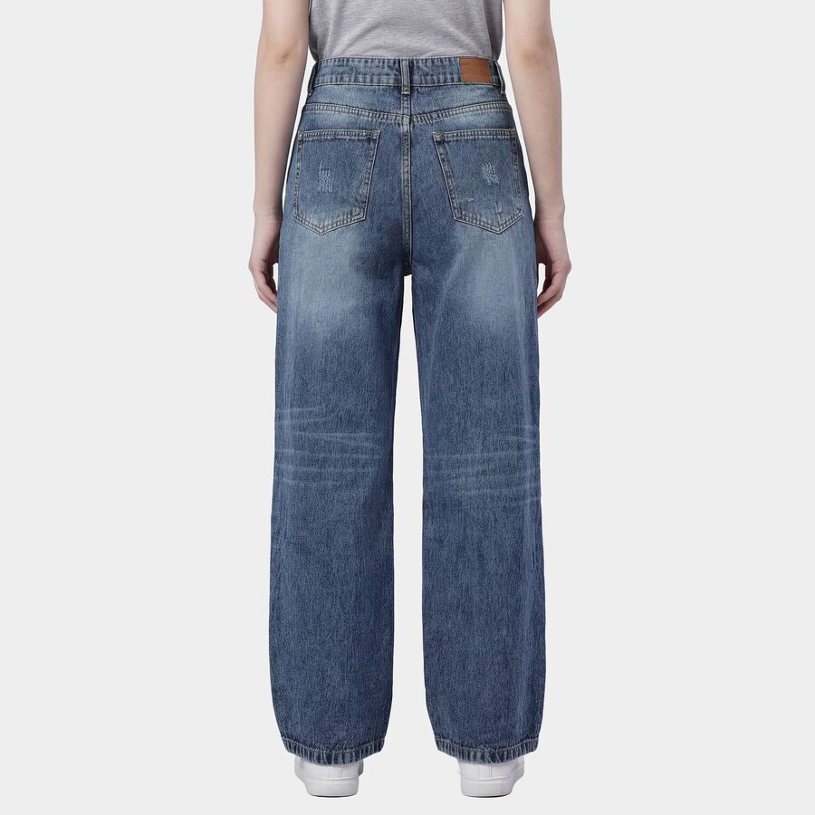 Women's Blue Slim Fit Classic Jeans, Mid Blue, large