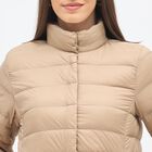 Women's Light Beige High Neck Casual Puffer Jacket, गहरा पीला, small image number null