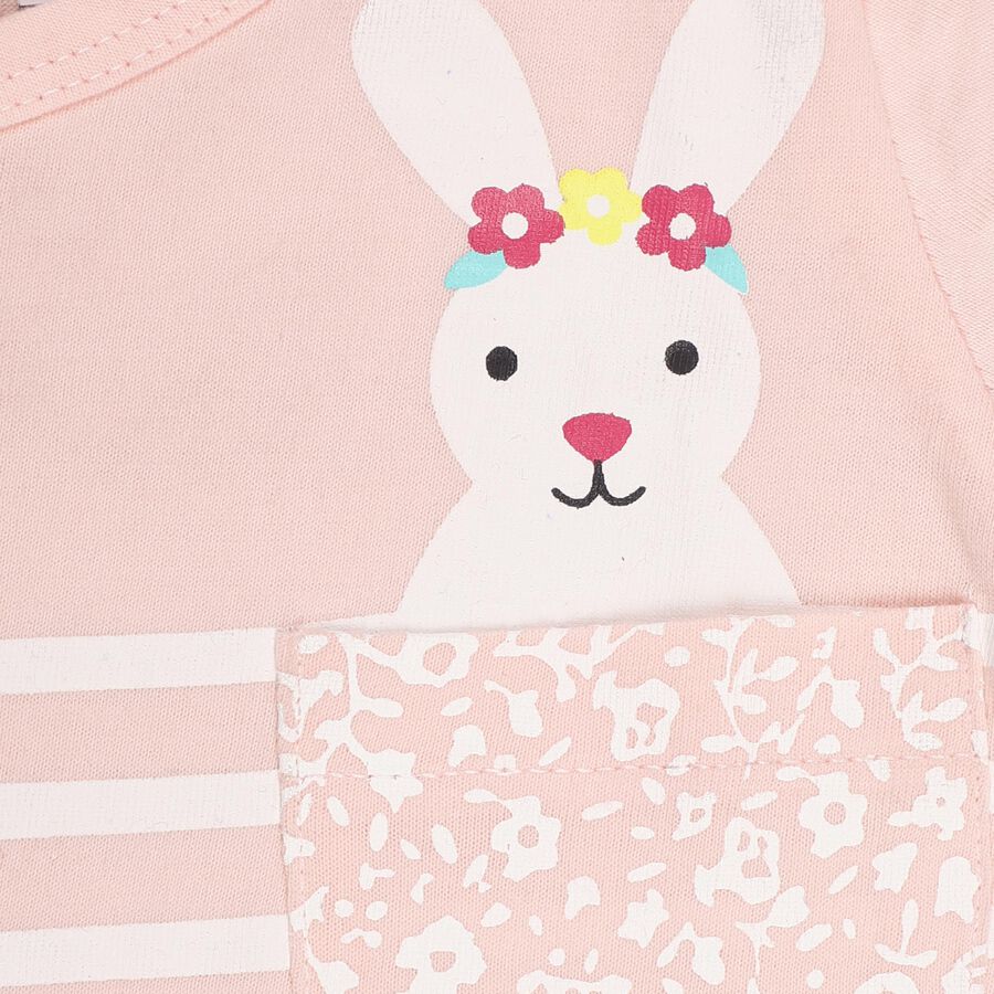 Infants Light Pink Cotton Round Neck Casual T-Shirt, Light Pink, large image number null