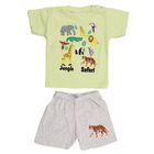 Infants' Light Green Cotton Round Neck Jungle Safari Baba Suit, Light Green, small