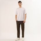 Men's Olive Slim Fit Stretchable Casual Trousers, ओलिव, small