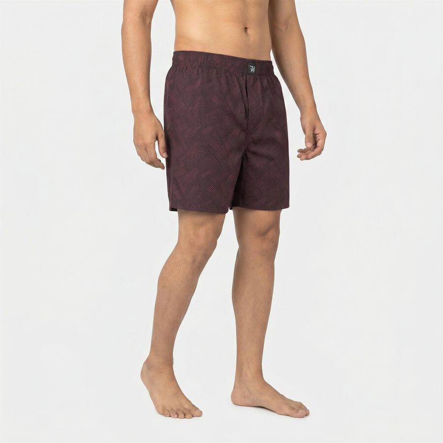 Men's Wine Classic Fit Geometric Printed Boxers, वाइन, large