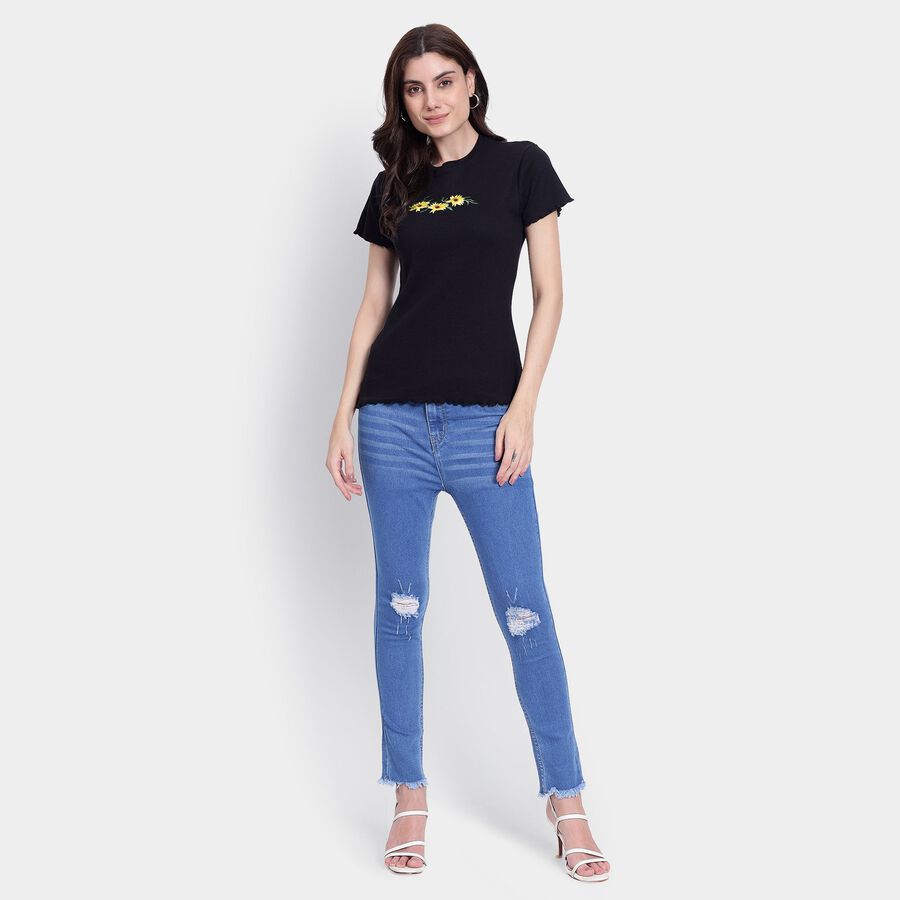 Ladies' Round Neck T-Shirt, Black, large image number null