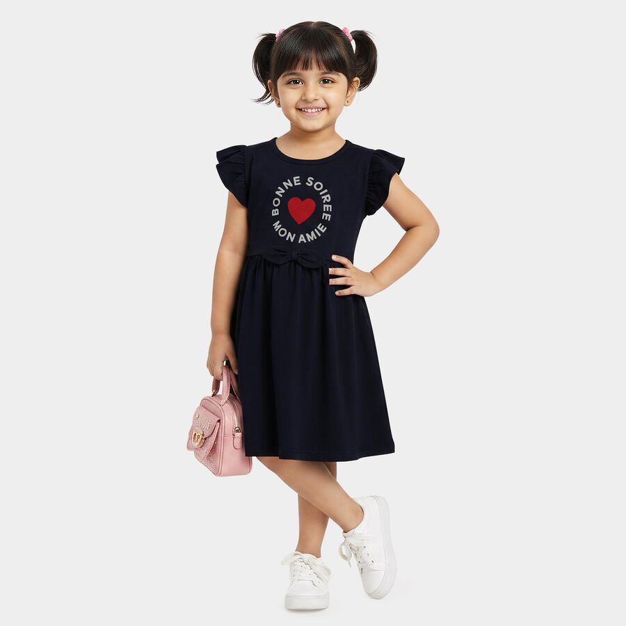 Girls' Frock, Navy Blue, large