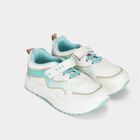 Girls White Velcro Strap Sneakers, White, small