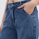 Women's Stonewashed Blue Wide Leg Cargo Jeans, मध्यम नीला, small image number null