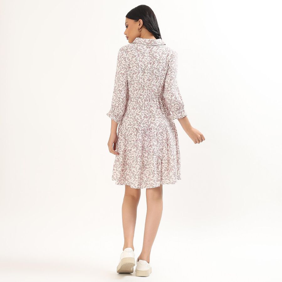 Women's Soft Pink Collared Floral Shirt Dress, Pink, large