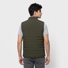 Men's Olive Green Stand Collar Puffer Jacket, Olive, small
