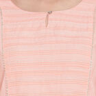 Cotton Embroidered 3/4Th Sleeves Kurta, Peach, small image number null