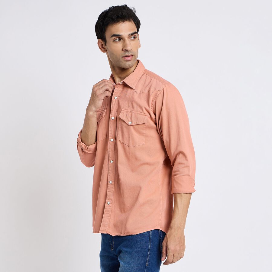 Men's 100% Cotton Casual Shirt, Peach, large image number null