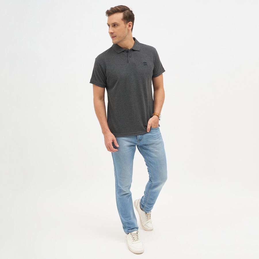 Men's Collared Half Sleeves T-Shirt, चारकोल, large image number null