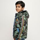 Boys' Green Hooded Casual Jacket, Dark Green, small image number null