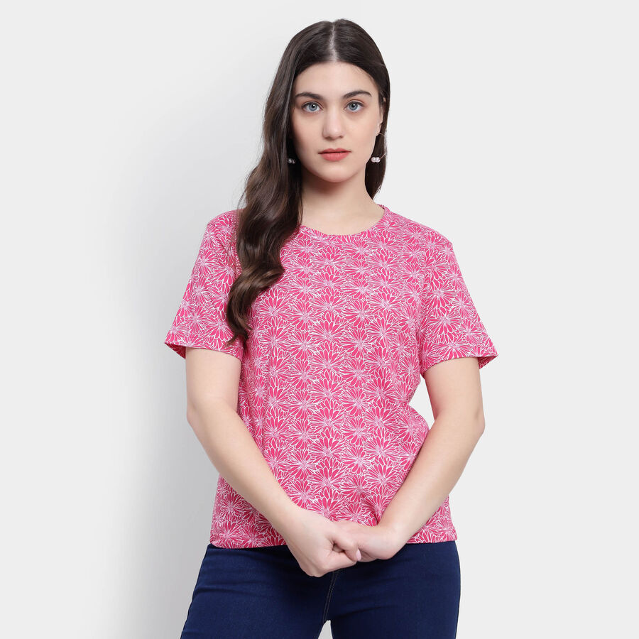 Round Neck T-Shirt, Fuchsia, large image number null