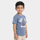 Boys Blue Cotton Round Neck Regular Boys T-Shirt, मध्यम नीला, small