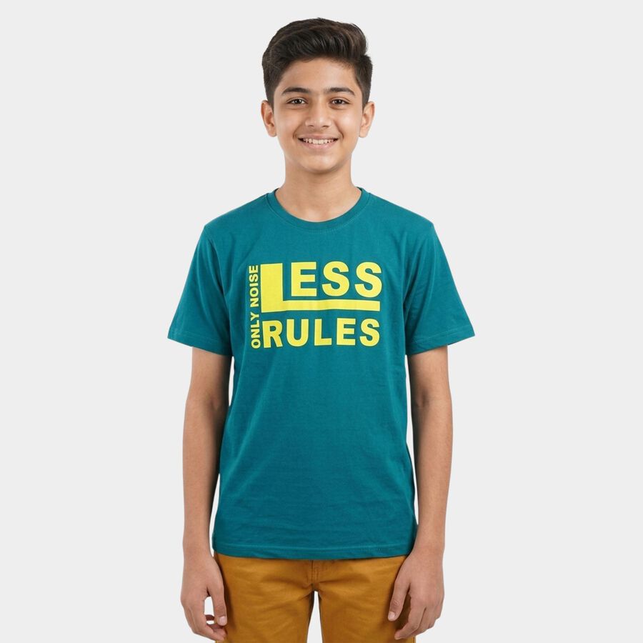 Boys' Half Sleeves T-Shirt, गहरा हरा, large