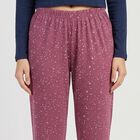 Women's Purple Straight Fit Printed Lounge Pyjama, बैंगनी, small