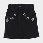 Girls' Black Regular Fit Embroidered Denim Skirt, काला, small