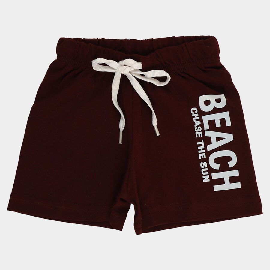 Boys' Maroon Regular Fit Printed Bermuda Shorts, Maroon, large