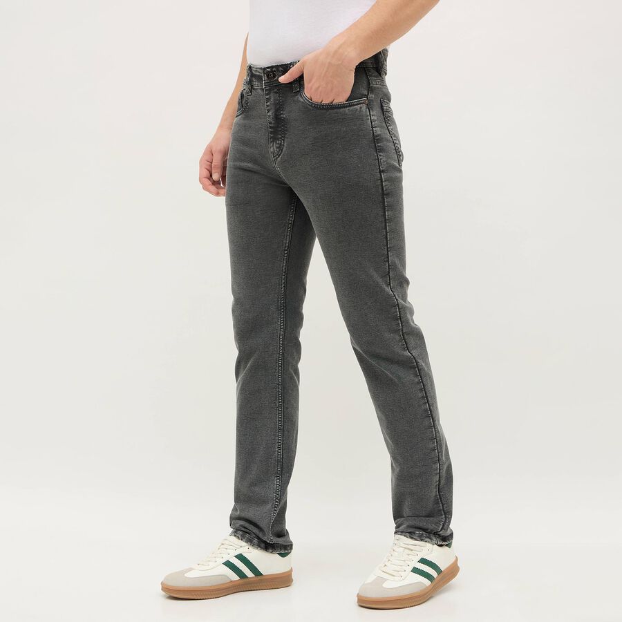 Men's Charcoal Black Slim Fit Faded Jeans, गहरा ग्रे, large