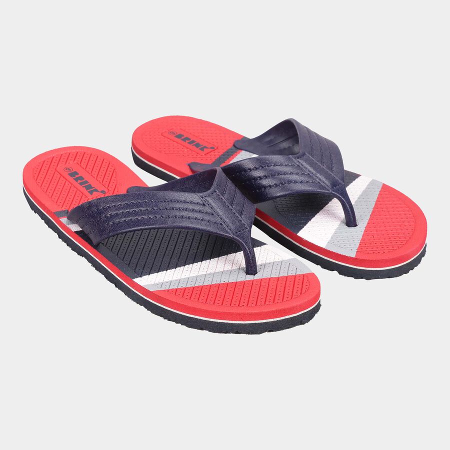 Men Printed Slip-On Flip Flops, Red, large image number null