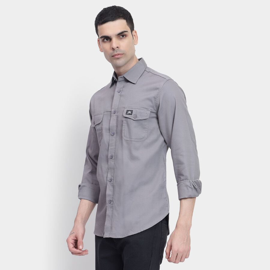 Men's100% Cotton Casual Shirt, Dark Grey, large image number null