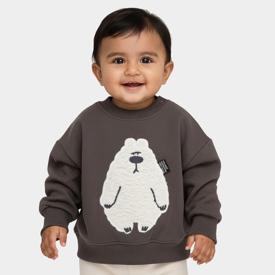 Infants Dark Charcoal Crew Neck Casual Sweatshirt, चारकोल, large image number null