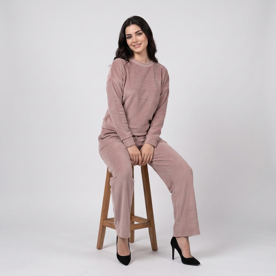 Women's Light Pink Velour Track suit, Light Pink, large