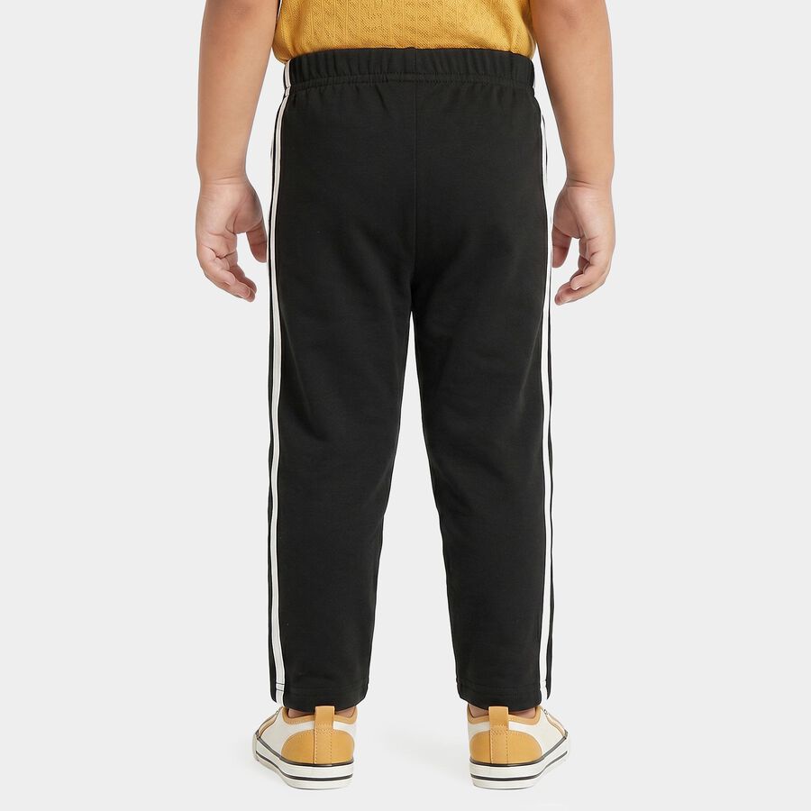 Boys Black Straight Fit Graphic Printed Pyjama, Black, large