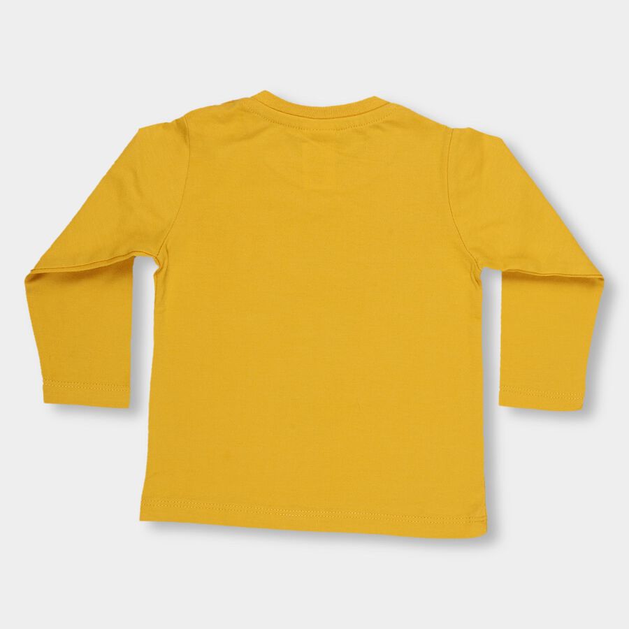 Infants' Mustard Yellow Round Neck Casual T-Shirt, पीला, large image number null