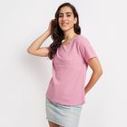 Solid Round Neck T-Shirt, Pink, small image number null