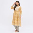 Women's Bright Mustard Yellow Printed Ethnic Set, Yellow, small image number null