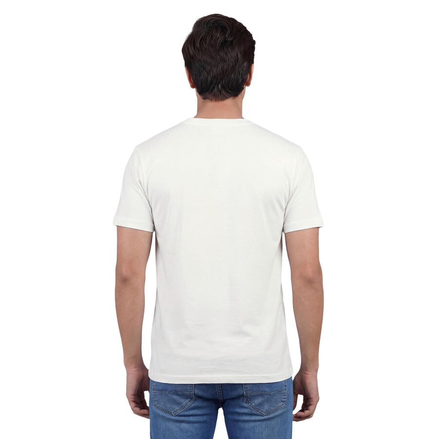 Men's White Cotton Round Neck Classic T-Shirt, White, large