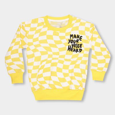 Boys Bright Yellow Crew Neck Printed Sweatshirt