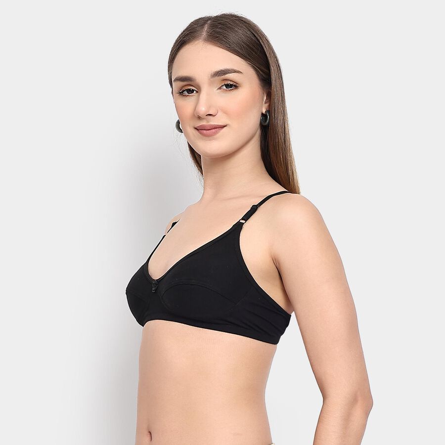 Ladies' 100% Cotton Bra , Black, large image number null