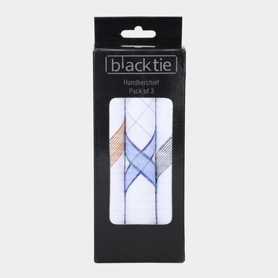 Men White Assorted Printed Pack of 3 Handkerchief