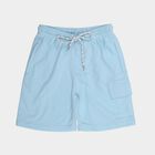 Boys' Navy Blue Regular Fit Cotton Blend Bermuda Shorts, हल्का नीला, small