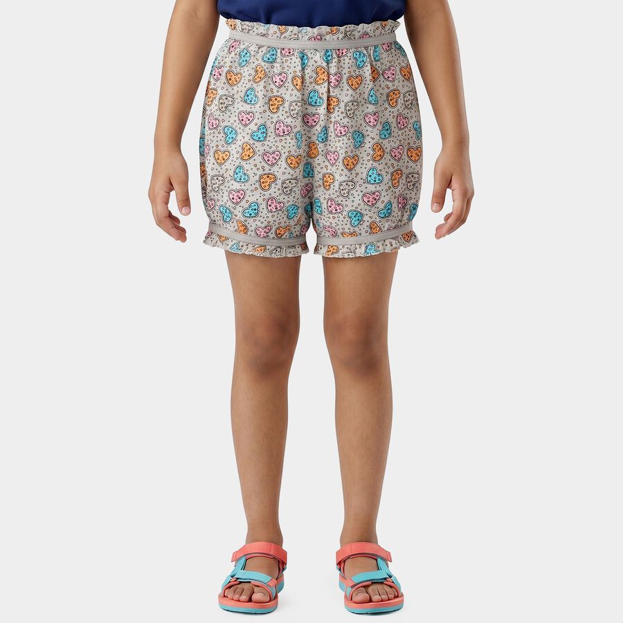 Girls Grey Regular Fit Printed Bloomer, हल्का ग्रे, large