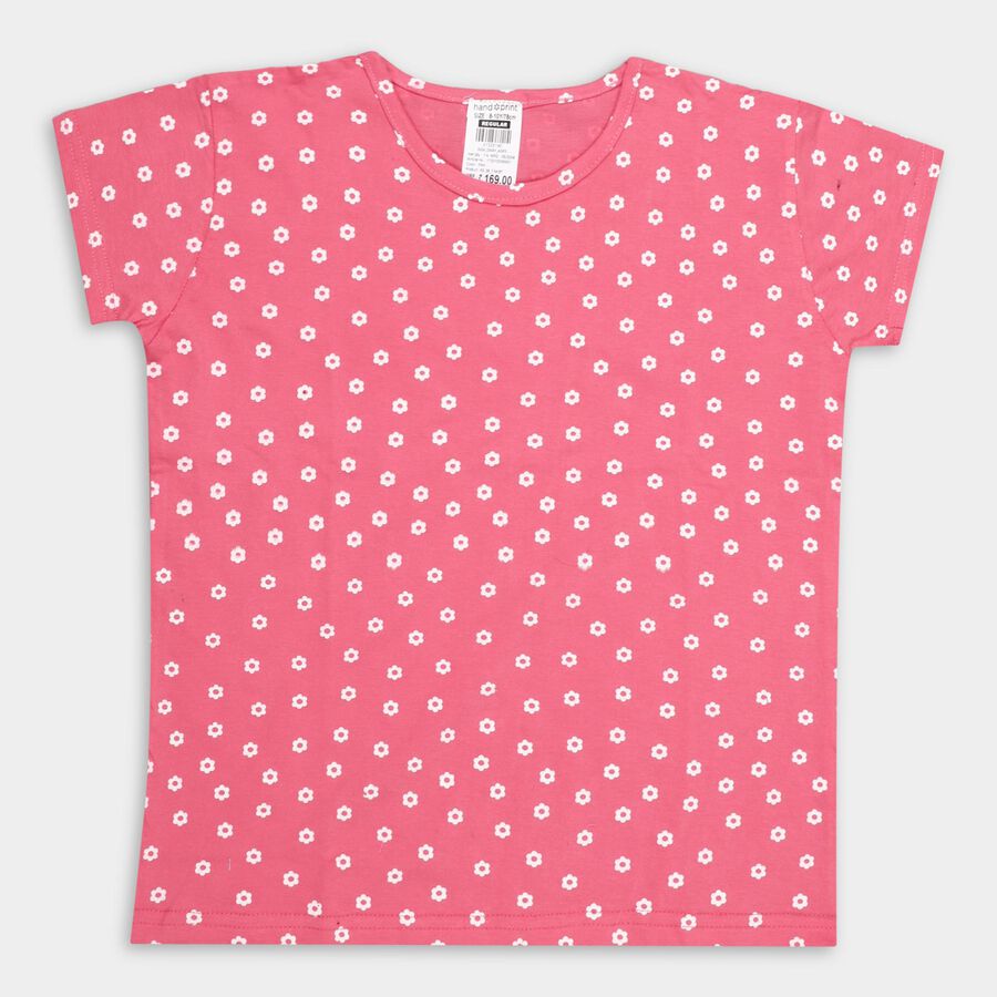 Girls' 100% Cotton T-Shirt , गुलाबी, large image number null