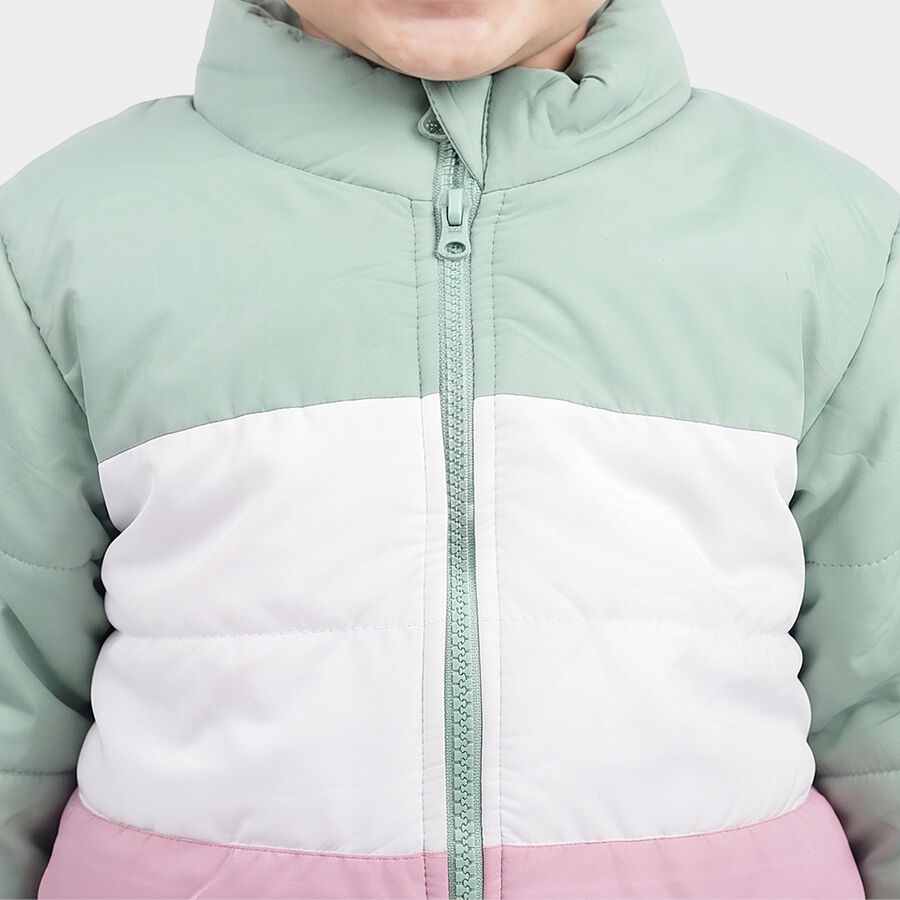 Infants Mint Green Stand Collar Puffer Jacket, Light Green, large
